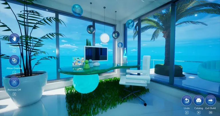 Frutiger Home gameplay - a decorated frutiger aero interior
